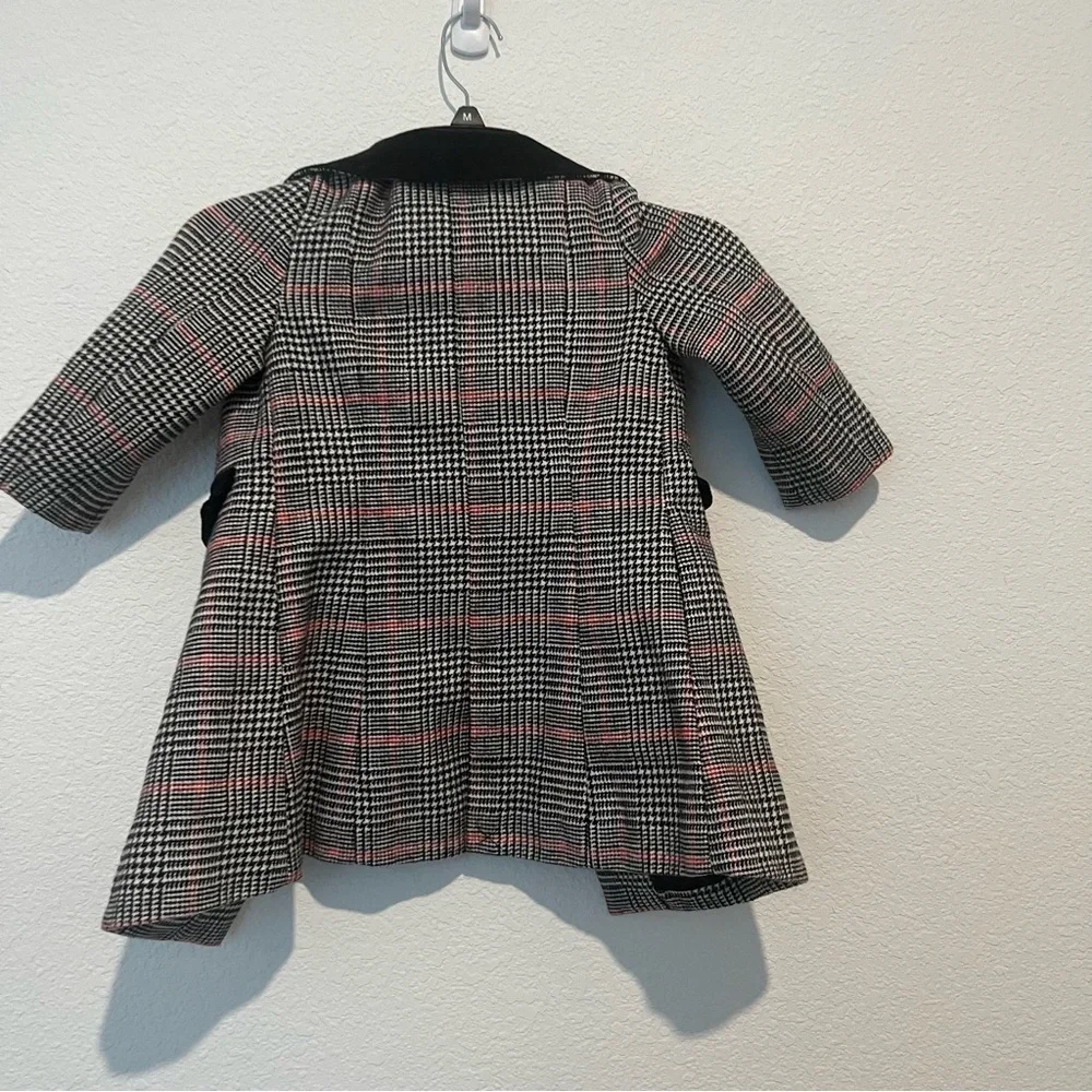 Edgehill Little Girls Velvet Collar Double Breasted Plaid Tweed Coat Size 2-3